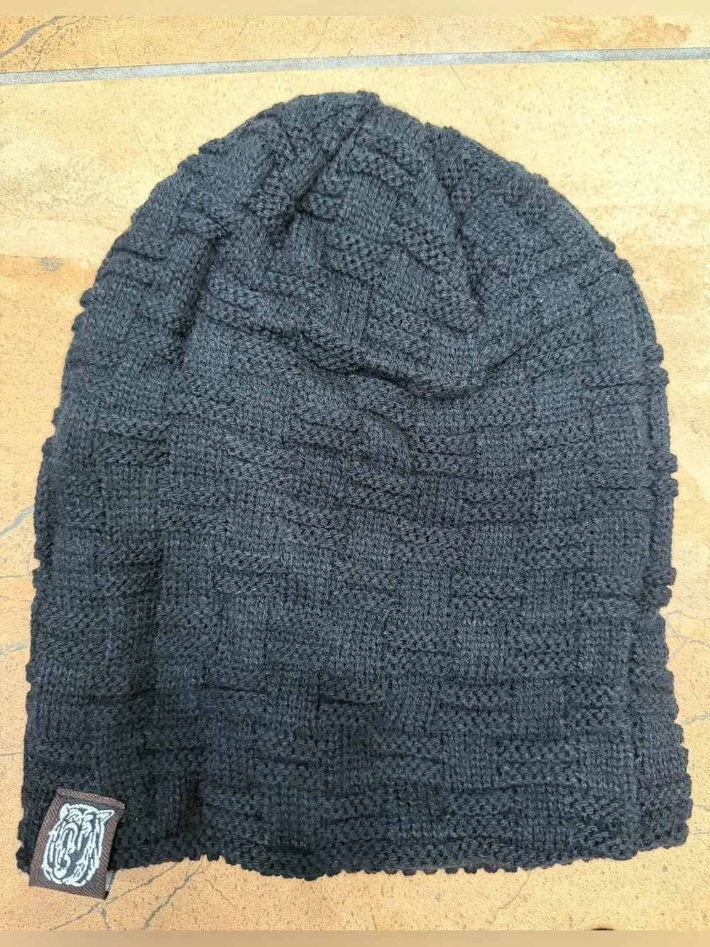 Kids Black Knit Beanie and Gloves Set